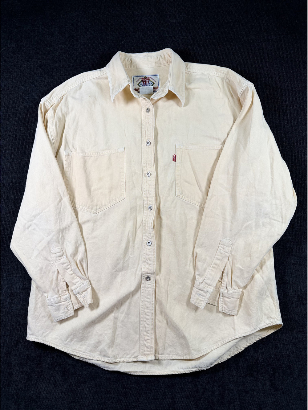 Levi's Women's Long Sleeve Button-Up Shirt 100% Cotton Size L Cream